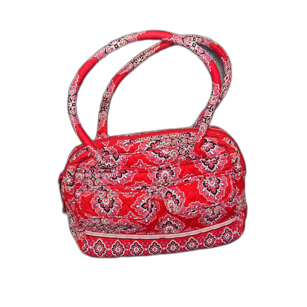 Vera Bradley Quilted Bowler Bag Frankly Scarlet - Picture 2 of 10